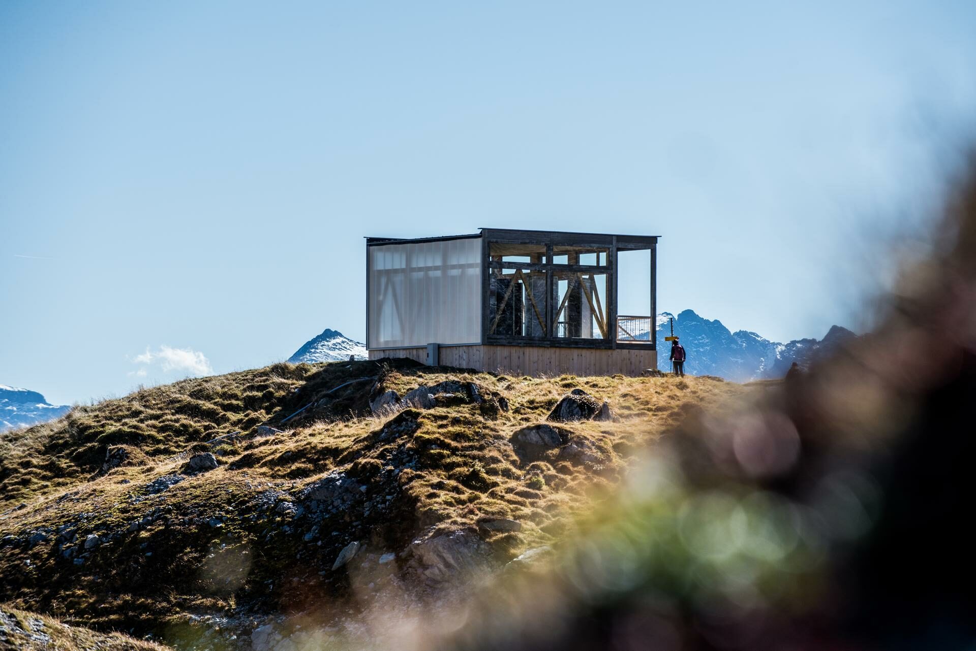 The UNESCO World Heritage Site Sardona Visitor Pavilion on the Segnesboden.